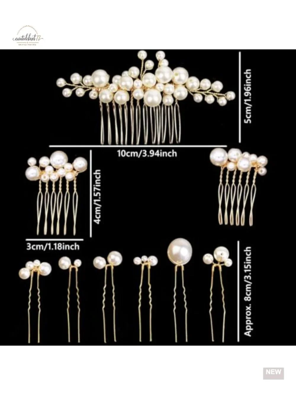 9PCS Gold Wedding Bridal Pearl Hair Pins Clips Vintage Headpiece